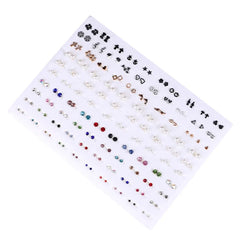 100pairs Acrylic Crystal Heart Star Moon Small Stud Earrings Set for