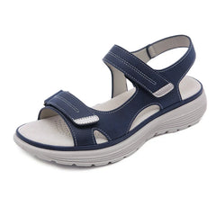 WOIZGIC Women's Ladies Mother Female PU Leather Sandals Shoes Platform Summer Cool Beach Hook Loop Non Slip Plus Size 41 42