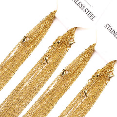 LUXUKISSKIDS Stainless Steel Chains DIY Jewelry Making O-Chain Necklace 10pcs/Lots 1.5/2MM Woman Accessories Choker 18K Golden