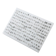 100pairs Acrylic Crystal Heart Star Moon Small Stud Earrings Set for
