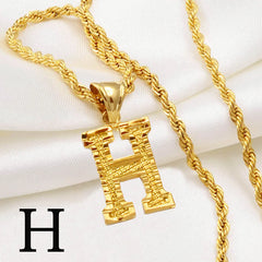 Anniyo A-Z Letters Necklaces Gold Plated Initial Pendant Rope Chain