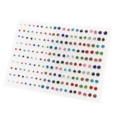 100pairs Acrylic Crystal Heart Star Moon Small Stud Earrings Set for