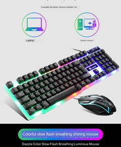 GTX300™ Wired RGB Gaming Keyboard & Mouse Combo – Rainbow LED Backlit, 104 Keys | FlipStylez LLC®