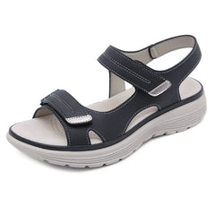 WOIZGIC Women's Ladies Mother Female PU Leather Sandals Shoes Platform Summer Cool Beach Hook Loop Non Slip Plus Size 41 42
