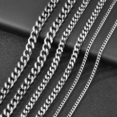 Men's Cuban Link Chain Size 3.6/5/6/7/8/9mm Men's Punk Necklace Stainless Steel Male Fashion Jewelry Gifts for Men