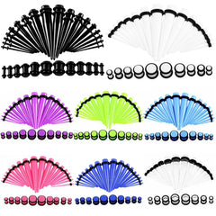 36pcs/lot Acrylic Ear Gauge Taper and Plug Stretching Kits Mixed Color
