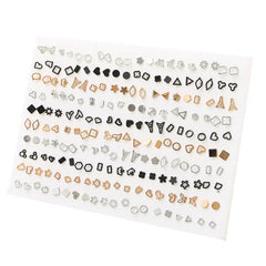 100pairs Acrylic Crystal Heart Star Moon Small Stud Earrings Set for