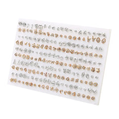 100pairs Acrylic Crystal Heart Star Moon Small Stud Earrings Set for