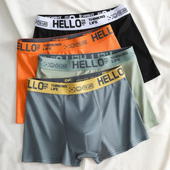 Men's Mid-Waist Thin Briefs Breathable Comfortable Large Size Sports Boxer Shorts Youth Flat Briefs Underwear Polyester Fiber