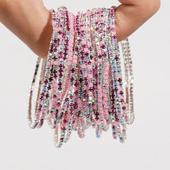 5pcs Fashion Colorful Acrylic Crystal Rhinestone Elastic Bracelet for