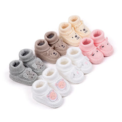 0-12months Infant Knitted Baby Booties with Ears Soft Comfortable Winter Shoes  for girls boys