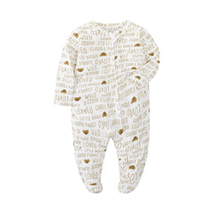 Unisex Newborn Baby Footed Pajamas Long Sleeve Zipper Romper Cotton Jumpsuit Solid White 0-12 Months Fashion Baby Clothes