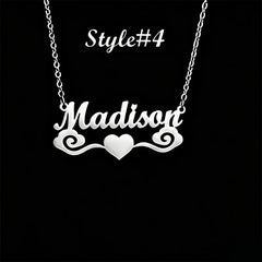 Multi-style Heart Name Design Personalized Pendant Necklace Woman Stainless Steel Silver Gold Name Customized Necklace Jewelry