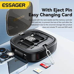 Essager 60W Fast Charge USB A/C To TypeC Micro Lightning Cable Mini Multifunctional Travel Storage Box With Phone Holder Pin Set