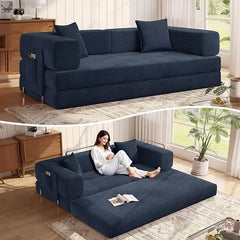 MoonSpeak 78.8''Sleeper Couch Bed for Livingroom,Convertible Modular Sofa with Armrest Pillow,Modular Foldable Corduroy Couches