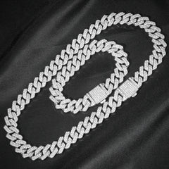 3pcs Cuban Chain Watch for Men Hip Hop Miami Curb Iced Out Paved