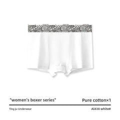 Women Cotton Boyshort Panties Letter Wide Waistband Mid Waist Breathable Soft Comfortable Ladies Underwear