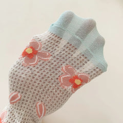 Transparent Crystal Silk Socks Women Fashion Ultra-thin Summer Harajuku Crew Socks Flower Streetwear Elastic Long Mesh Socks