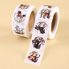 500pcs Horse Themed Round Stickers Gift Sealing Decals DIY Scrapbook Notebook Phone Stickers Holiday Decoration Supplies Gifts