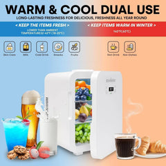 Enventor 10L Mini Car Refrigerator Portable Skincare Fridge AC 120V/DC 12V Thermoelectric Cooler and Warmer Function For Camping