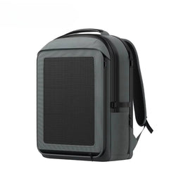 Custom waterproof solar backpack with 30W solar panel, capacity 20-35L, USB-A+C output, suitable for hiking, camping, traveling
