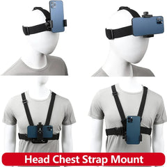Mobile Phone Head Chest Strap Harness Mount Holder Kit Cell Phone Clip for IPhone/Samsung for GoPro AKASO DJI Osmo Action Camera