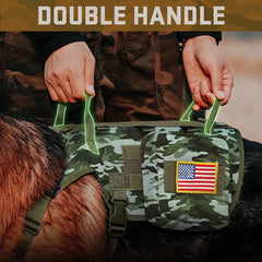 Tactical Dog Harness Collar Leash Set Military Training Pet Vest with Pouches Flags Durable Collars for Big Dogs German Shepherd