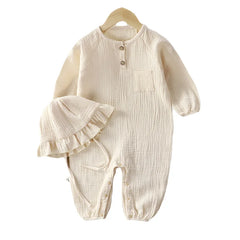 Baby Clothes Newborn Jumpsuit Girls Boys Muslin Cotton Long Sleeve Romper 0-24M