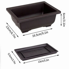 Rectangular Bonsai Training Pots Plastic Flowerpot with Drainage Tray Succulent Plants Pot Bonsai Plants Growing Pots Home Decor