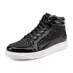 Fashion Men High Top Sneakers Male Ankle Boots Gold Luxury Glitter