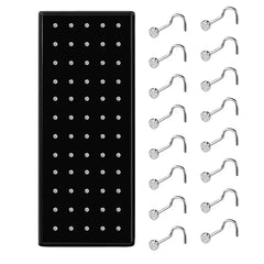 Fashion Crystal Stainless Steel Nose Stud Piercing for Women Hypoallergenic 1.8mm Nose Ring Straight/L/Screw Shaped Body Jewerly