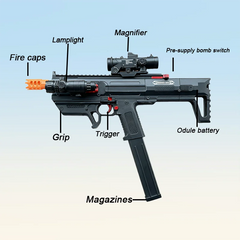 Rechargeable electric toy gun, equipped with a scope and bullet magazine - high performance - power air gun/RPG-style rifle, rea