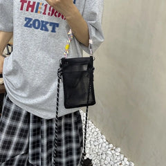 Casual Large Capacity Mesh Shoulder Bags Lightweight Mesh Crossbody Bags Mobile Phone Bag
