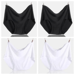 4Pcs Women Plus Size High Waist Ice Silk Boy Shorts Sexy Ultrathin Breathable Soft Underwear Panties Lingerie for 55-125kg