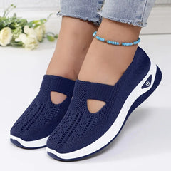 Womens Modern Casual Slip On Sneakers Breathable Knit Upper Lightweight PVC Sole Comfortable Cushioning Shock Absorption Insoles