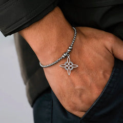 Dawapara Witch Knot Charm Bracelet for Women Celtics Knot Protection Amulet Bead Chain Stainless Steel Witchcraft Wiccan Jewelry