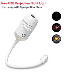 Romantic LED Starry Sky Night Light USB Powered Saturn Galaxy Projector Lamp for Car Roof Party Room Ceiling Decor Plug and Play