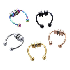 1/2/3/4/5pcs Fake Magnetic Stainless Steel Nose Rings, Non Piercing