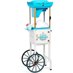 US Shipping Snow Cone Machine Shaved Ice Maker Retro Cart with Wheels Makes 48 Icy Treats Includes Metal Scoop and Storage