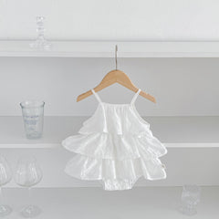 Korea Fashion Baby Girls Camisole Romepr Princess Cotton Sling Infant Bodysuit Dress Baby Outfit 0-2 Years Old