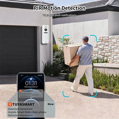ANJIELO 4‑Wire Tuya Smart Video Door Phone Intercom System PIR Motion Detect Two‑Way Audio Password Unlock Home Villa Security