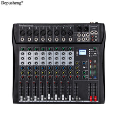 Audio Mixer 6/8/12 Channels Professional DJ Mixer LR Microphone/line