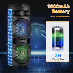 4000w Portable Bluetooth Speaker Dual 6.5" Woofer Sound System Party
