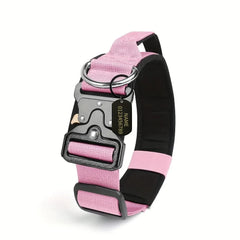 Personalized Tactical Dog Collar Adjustable Military Training Nylon Dog Collar with NamePlate Metal Buckle for Dogs