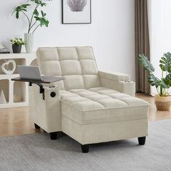 hansones 65'' 3-in-1 Folding Convertible Sofa Bed, Pullout Sofa, Modern Chenille Fabric, 360° Swivel Side Table, Easy Assembly,