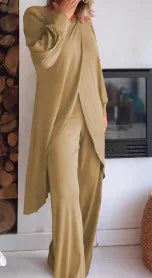 Casual Long Sleeve Tshirt Pants Set Office Lady Spring Summer Elegant