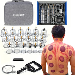 24/12Pcs Cupping Relaxation Set: Cupping Cups in Various Sizes, a Manual Pump, and a Detailed Guide Cupping Set for Massage