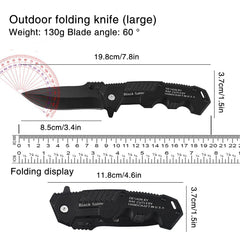 This multi-functional all-in-one folding knife is a portable tool for outdoor camping, hiking, survival, and household peeling