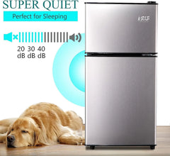 3.5Cu.Ft Compact Refrigerator Mini Fridge with Freezer, Small Compact Refrigerator with 2 Door, 7 Level Thermostat Removable Shelves for Kitchen, Dorm, Apartment, Bar, Office, Silver