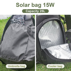 LEAORLD 25L Backpack 15W Solar Panel Backpack, Large Capacity Travel Backpack, Unisex, Business Computer Bag, Fit 17 inch Laptop